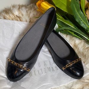 Stuart Weitzman Quiltlegacy Black Nappa ballerina shoes 7.5 W